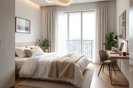 Quarto mobiliado moderno e acolhedor pronto para alugar