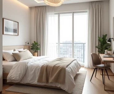 Quarto mobiliado moderno e acolhedor pronto para alugar