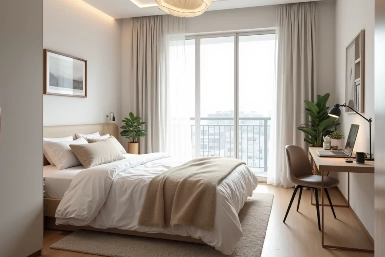 Quarto mobiliado moderno e acolhedor pronto para alugar