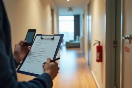 Pessoa conferindo itens de segurança ao visitar apartamento vazio