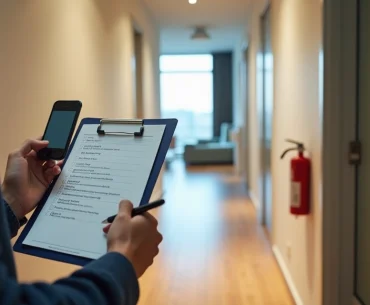 Pessoa conferindo itens de segurança ao visitar apartamento vazio